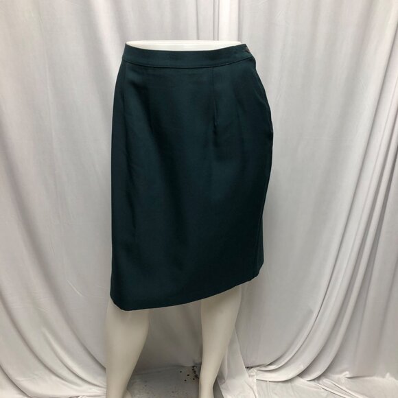 Tan Jay Petite Skirt Womens Size 14 Hunter Green Straight Vintage Classic Office - Picture 1 of 6